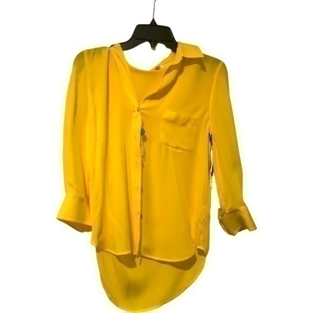 L’AGANCE Yellow silk top Size XS NWT